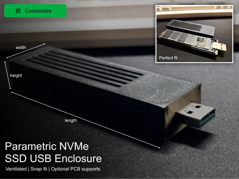 Parametric NVMe M.2 Drive USB Adapter Case