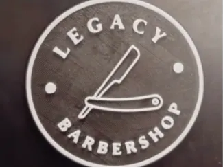 Legacy Barbershop logo con calamita interna