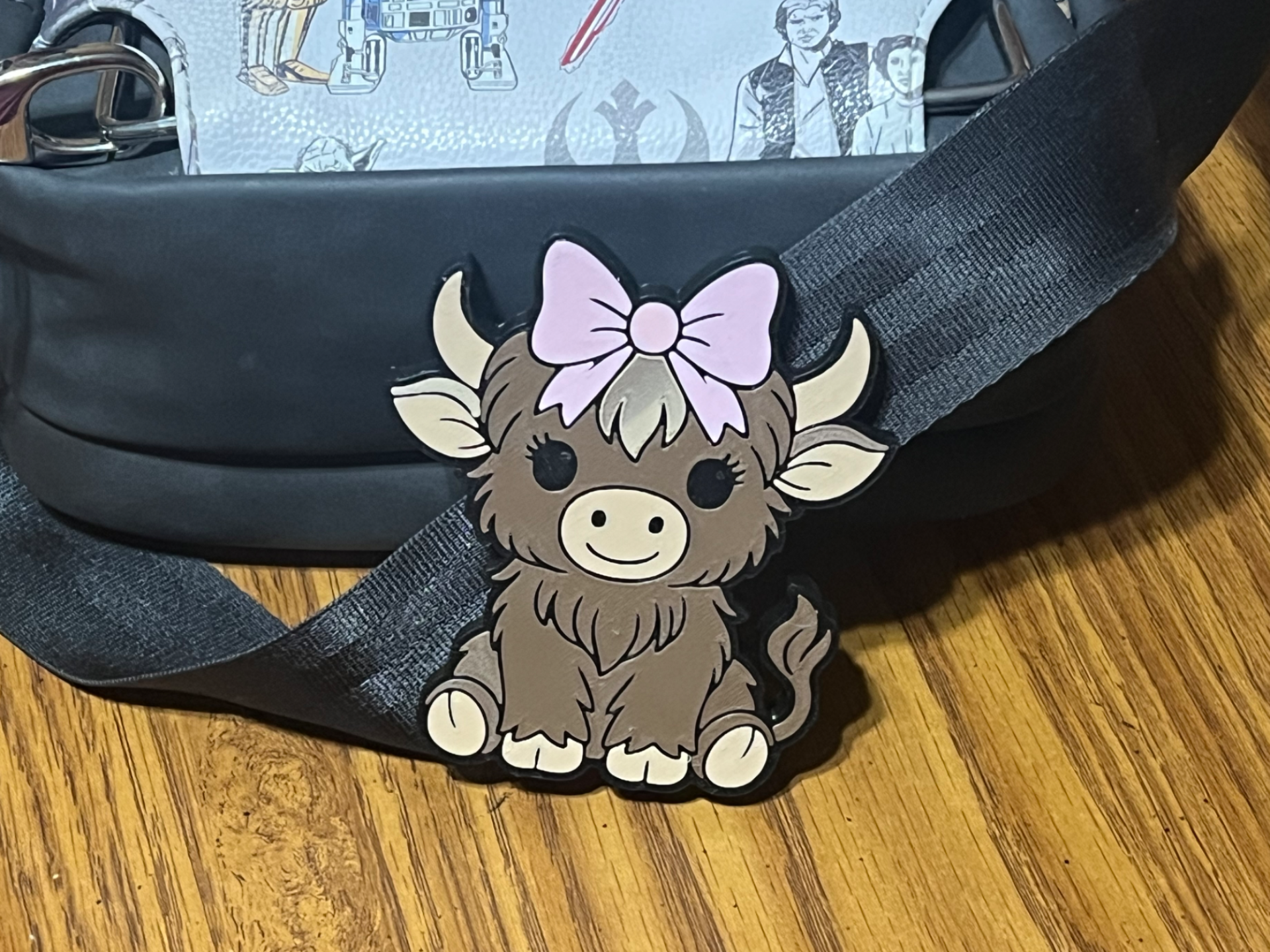 Highland Cow with Bow Bag Strap Charm