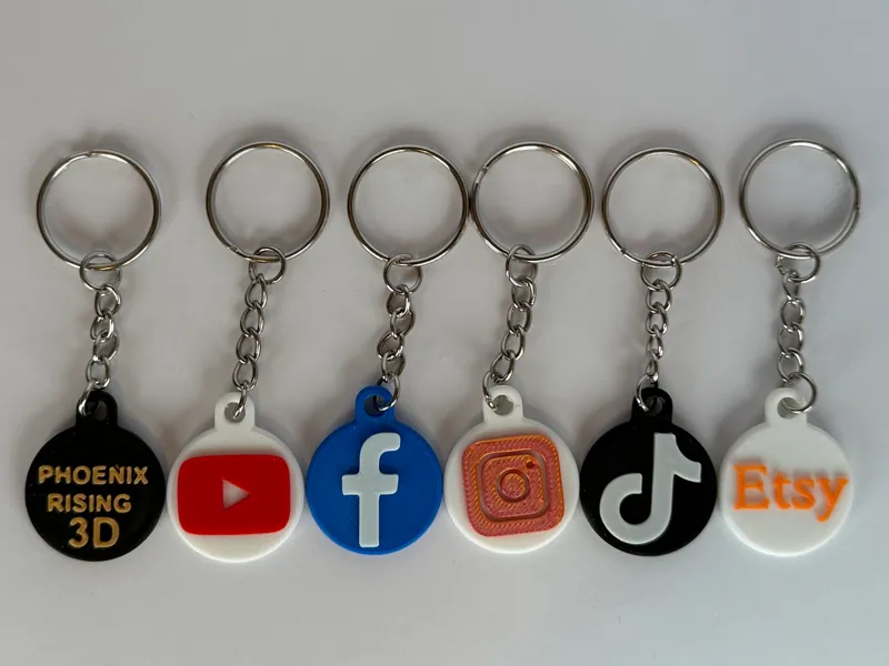 NFC keyring with social media icons or blank 