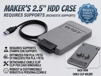 HDD SSD 2.5" Case with cable holder