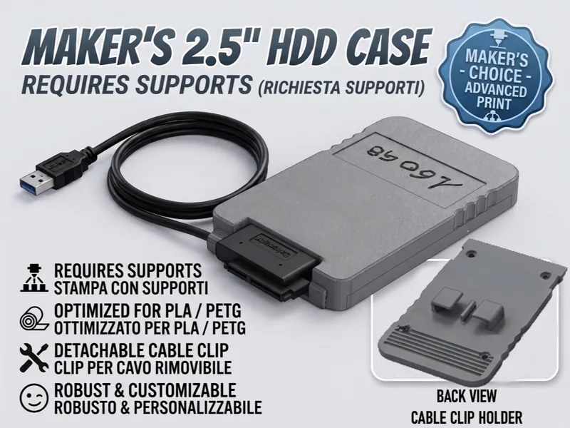 HDD SSD 2.5" Case with cable holder
