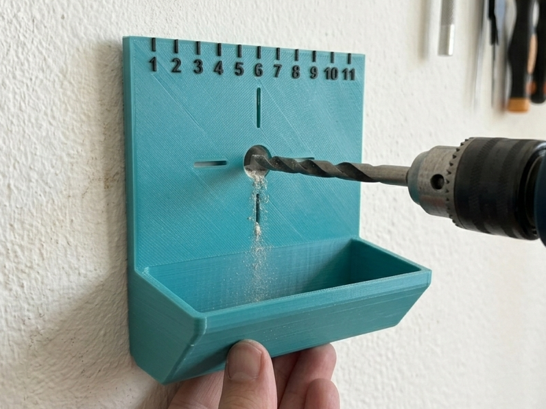No-Support Wall Drill Dust Collector & Ruler