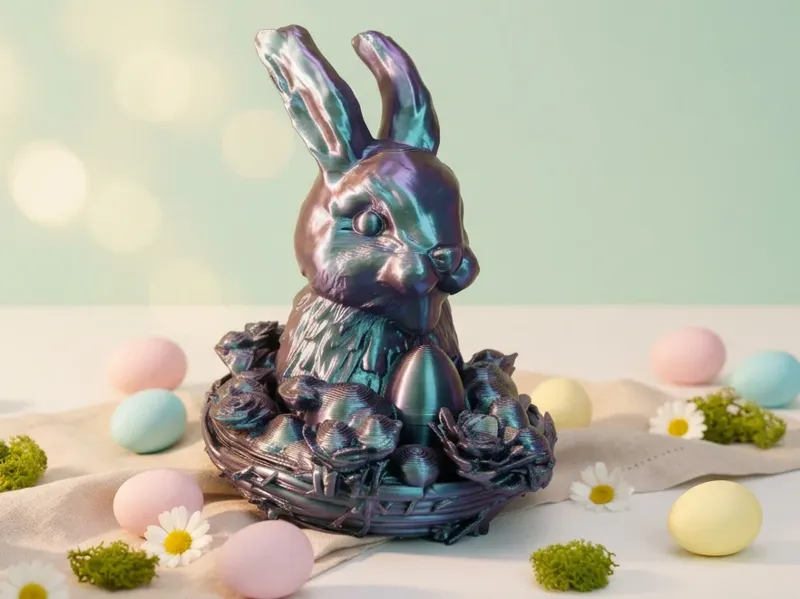 Easter Bunny in a Wicker Basket