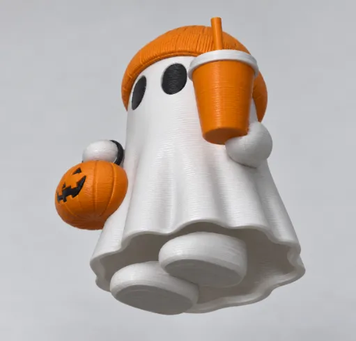 Cute ghost w milkshake and Halloween pumpkin NoAms - Free 3D Print ...