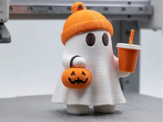 Cute ghost w milkshake and Halloween pumpkin NoAms - Free 3D Print ...