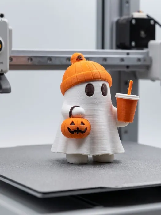 Cute ghost w milkshake and Halloween pumpkin NoAms - Free 3D Print ...