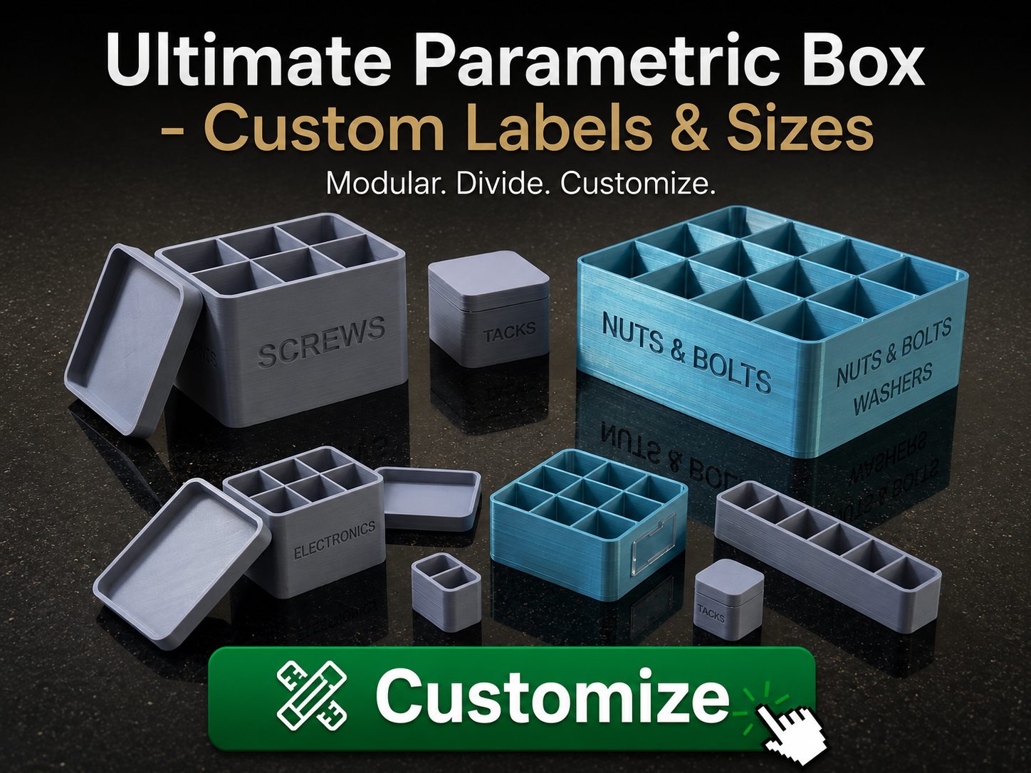 Ultimate Parametric Box - Custom Labels & Sizes