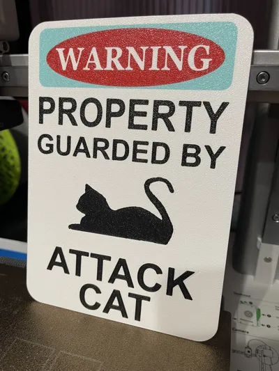Sign - Property guarded by Cat (multicolor)