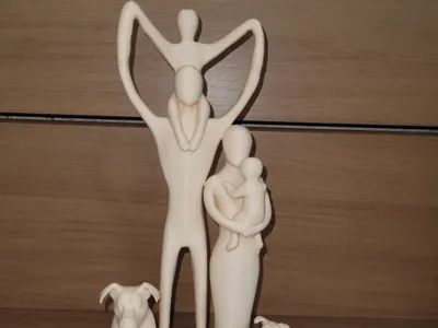 Family Sculpture father mother children and dogs