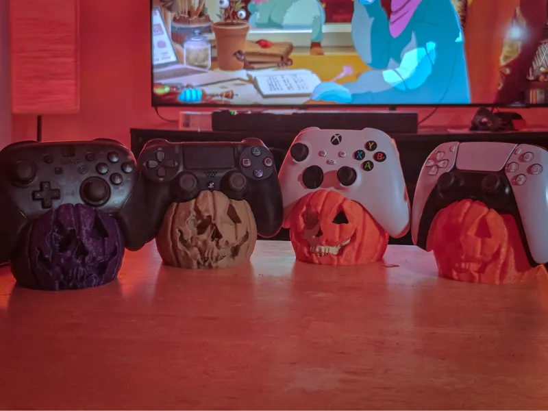 Decaying Pumpkin Skull Controller Stands