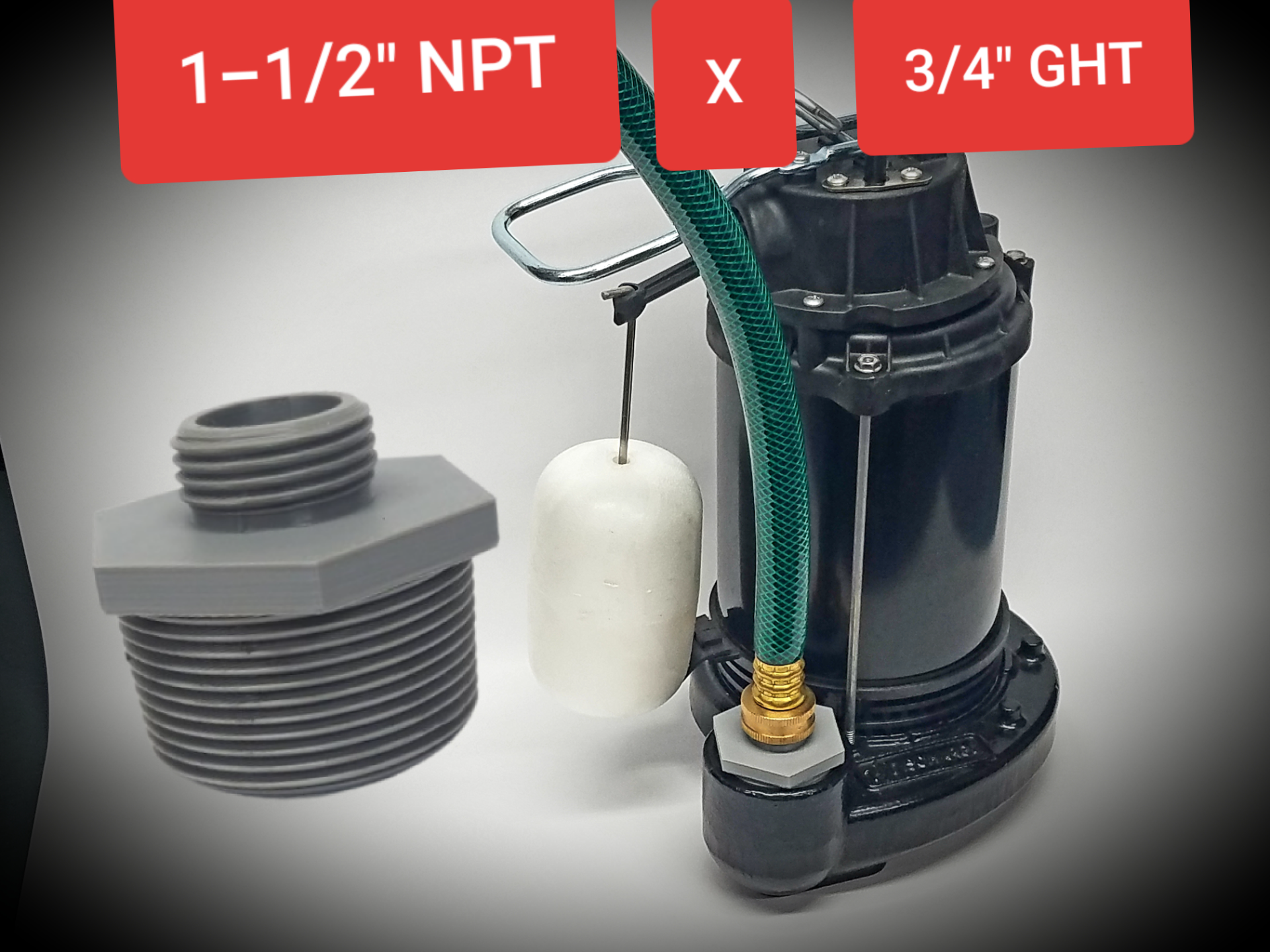 1-1/2" NPT to 3/4" Garden Hose Threads Adapter