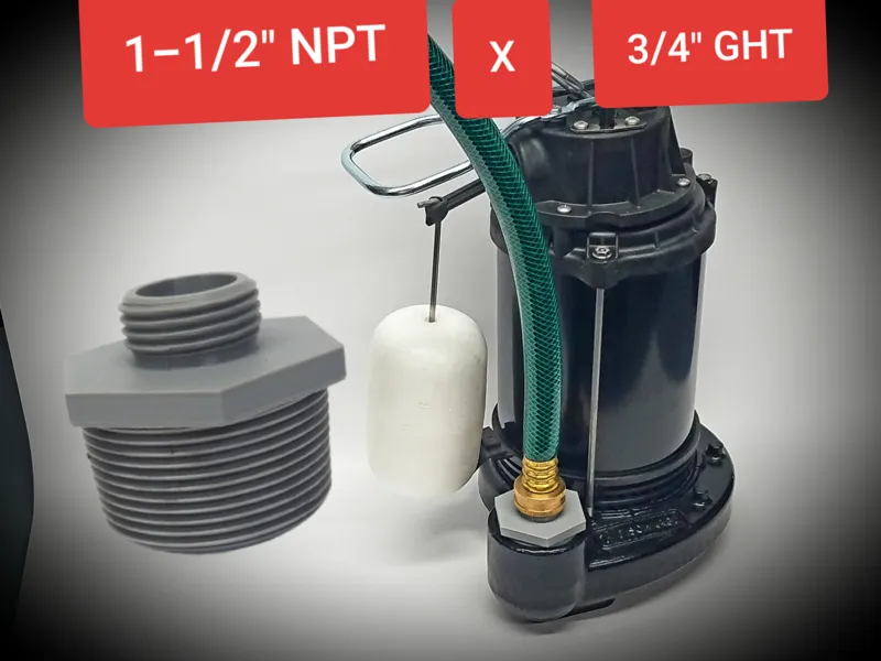 1-1/2" NPT to 3/4" Garden Hose Threads Adapter
