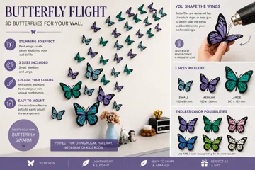 Cuadro decorativo en 3D: Butterfly Flight – 3D Wall Art — vista de referencia 3