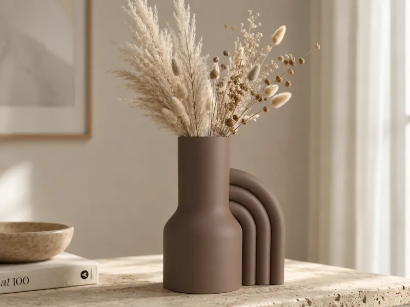 Modern Ribbed Crescent Flow Vase