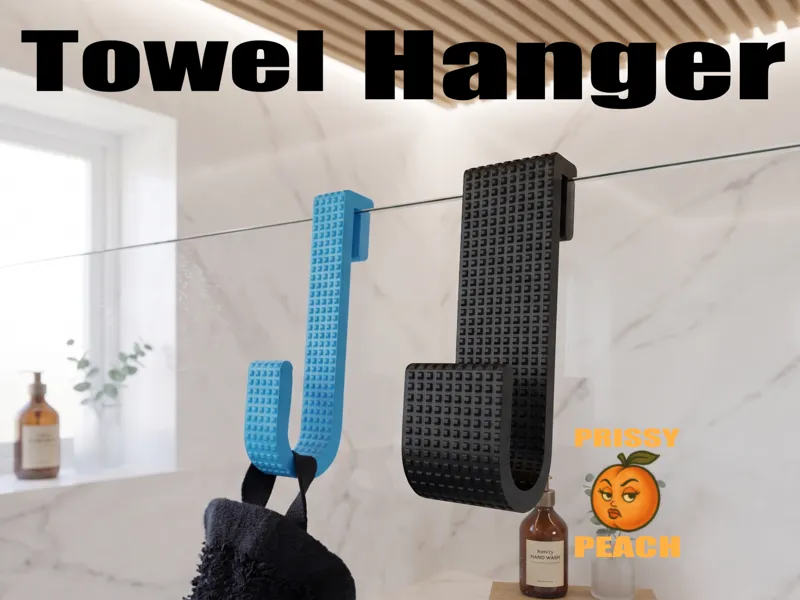 Shower Glass Hook - Towel Holder Square Pattern