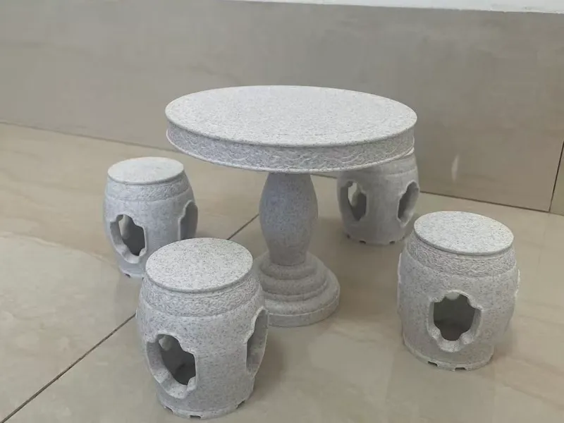 云纹理石圆桌&海棠开光绣墩，1：6比例模型