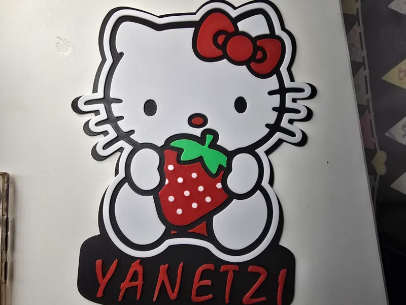 hello kitty with strawberry name plate