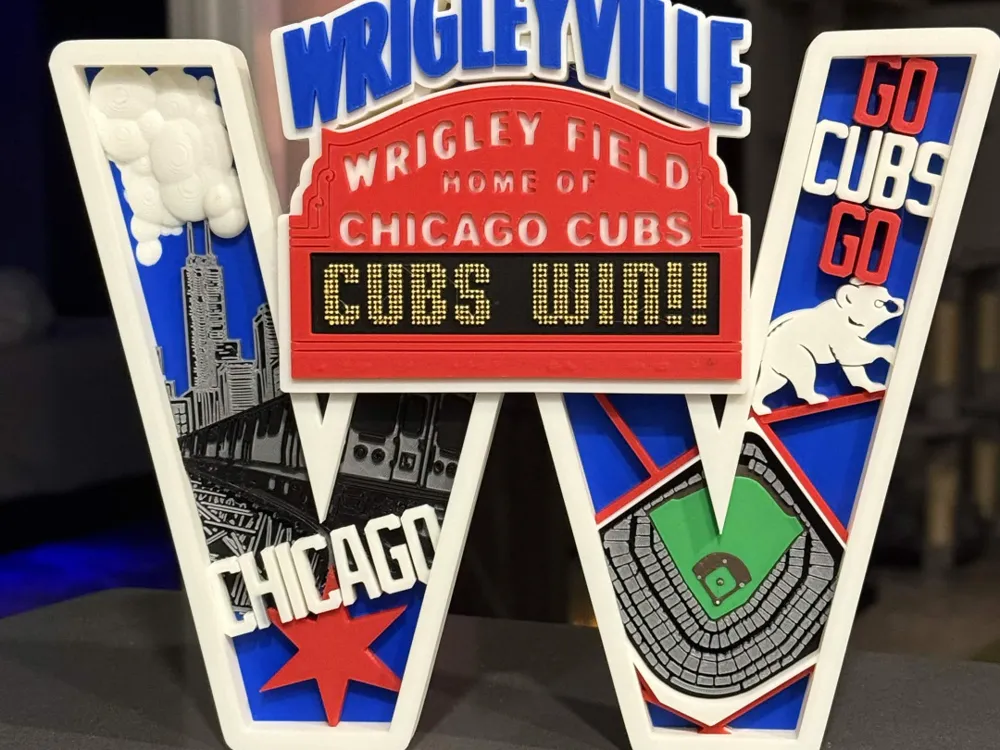 Chicago Cubs Fly The W (4 and 8 Color versions) - Free 3D Print Model ...