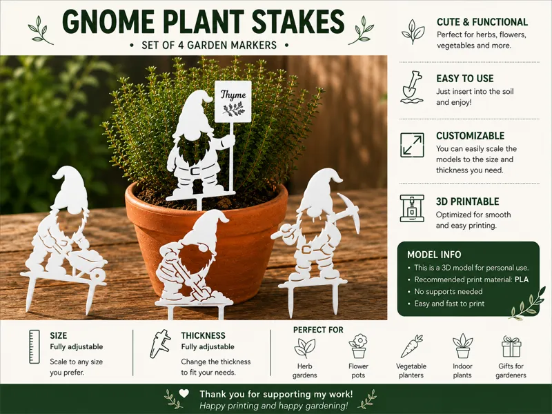 Gnome Plant Stakes – Garden Marker Set
