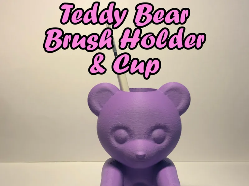Teddy Bear Brush & Pencil Holder & Cup