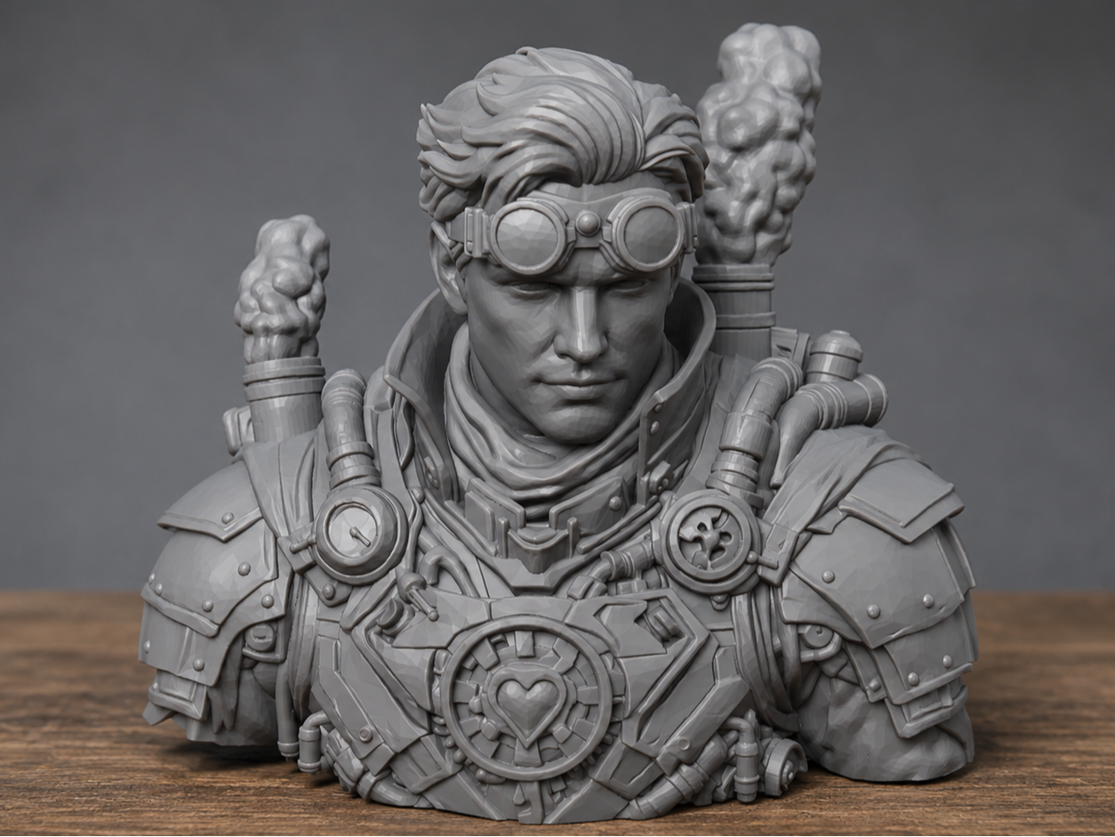 Steampunk bust statue