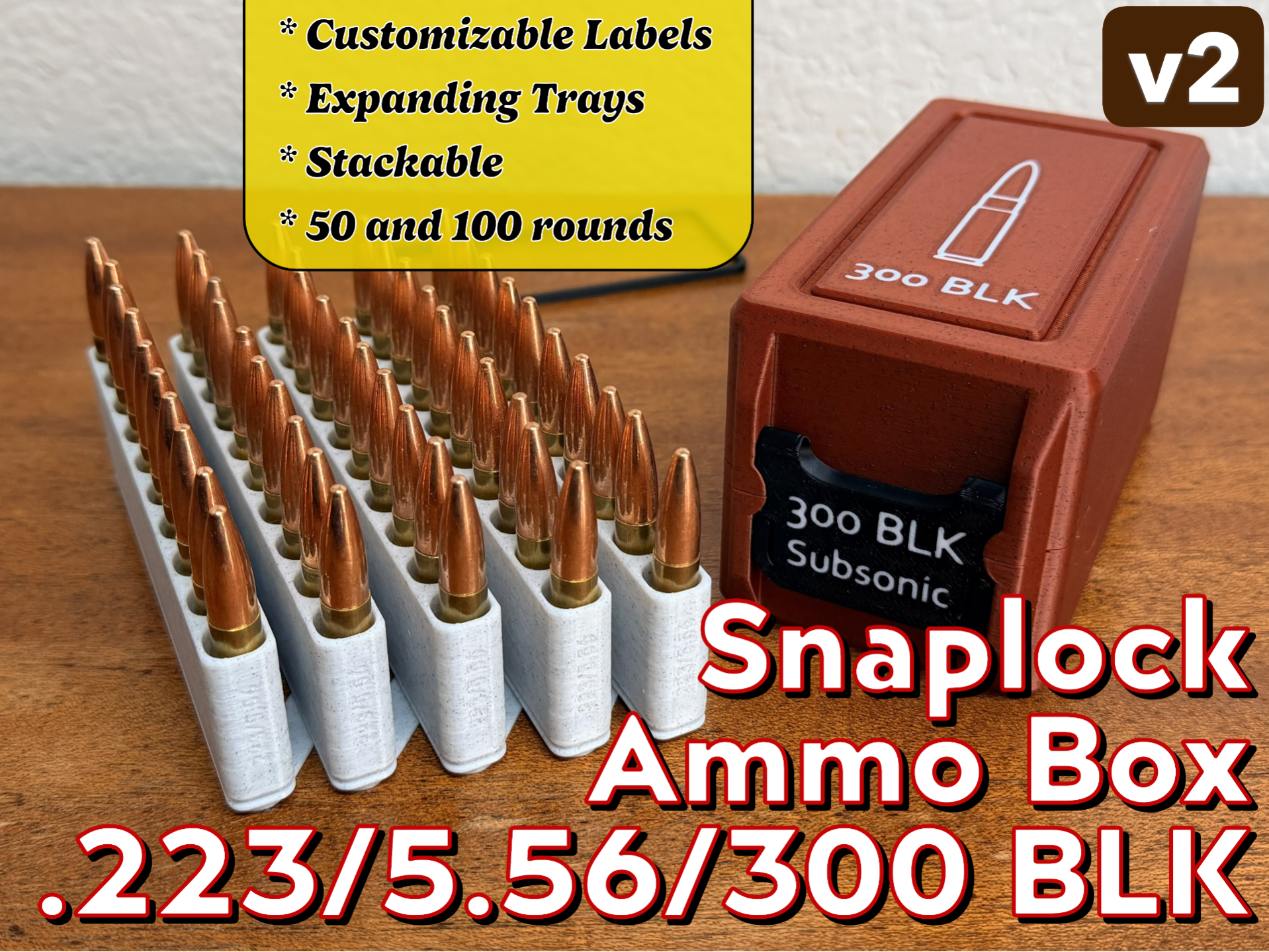 Snaplock 223/556/300 BLK Ammo Box + Expanding Tray