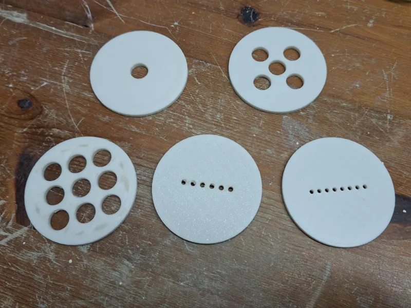Clay Extruder Dies x 5 - 58mm x 3mm