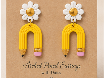 Arched Pencil with Daisy Earrings - 1