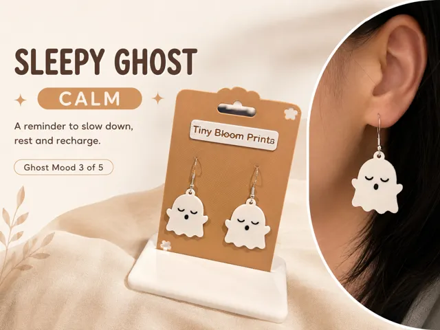 Sleepy Ghost Mood Expression Earrings