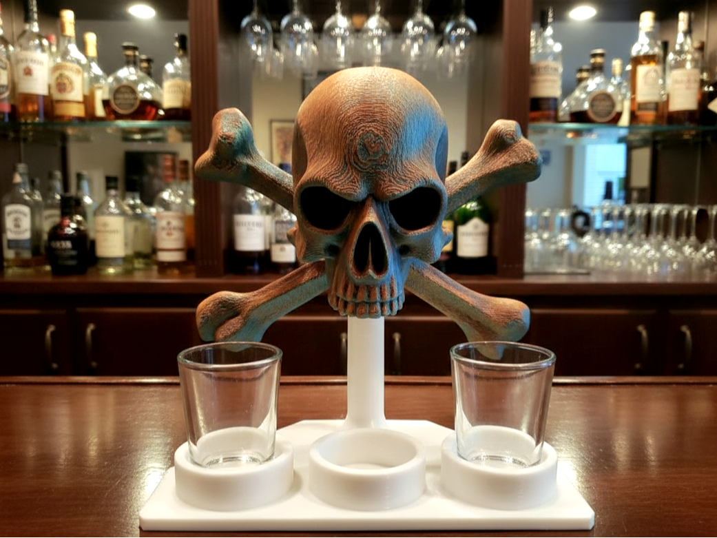 "Last Shot" Skull and Crossbone Shot Glass Holder
