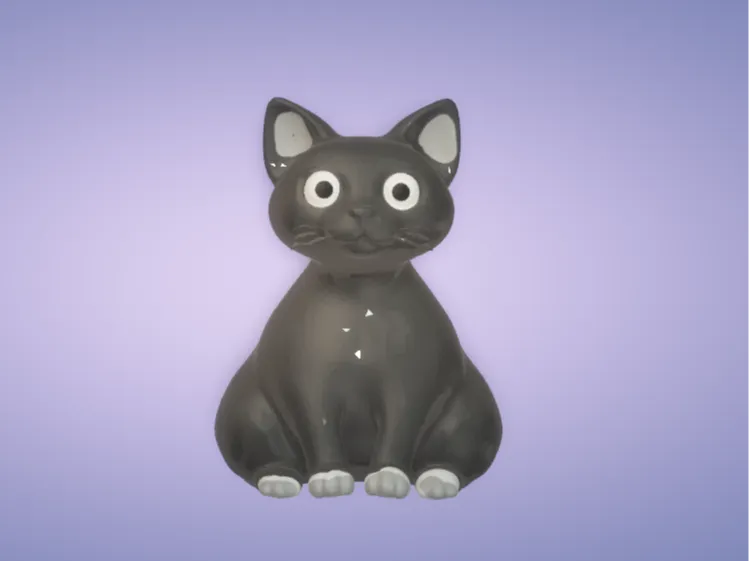 Sitting Cat with Curled Tail 
