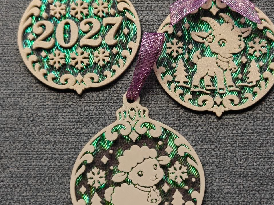 Christmas Ball Ornaments | 2027, Baby Goat & Lamb - 1