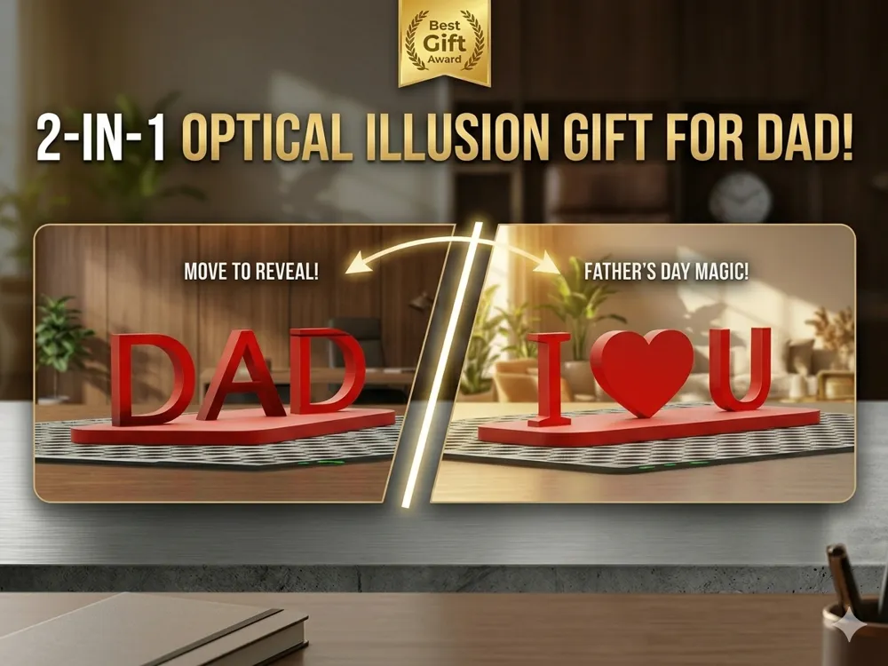 Fathers Day Gift Illusion - Free 3D Print Model - MakerWorld