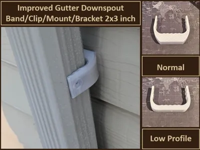 Improved Gutter Downspout Band/Clip 2x3 inch V2