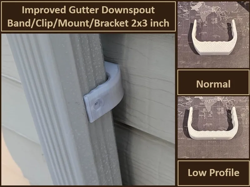 Improved Gutter Downspout Band/Clip 2x3 inch V2