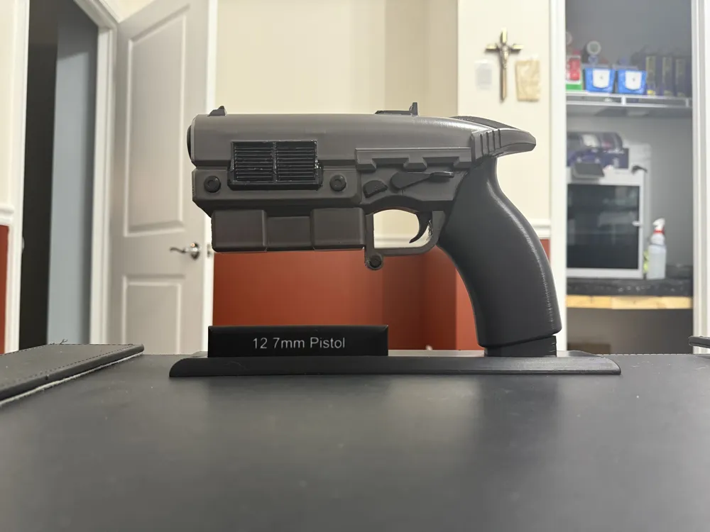 Fallout NV 12.7mm Pistol Stand - Free 3D Print Model - MakerWorld