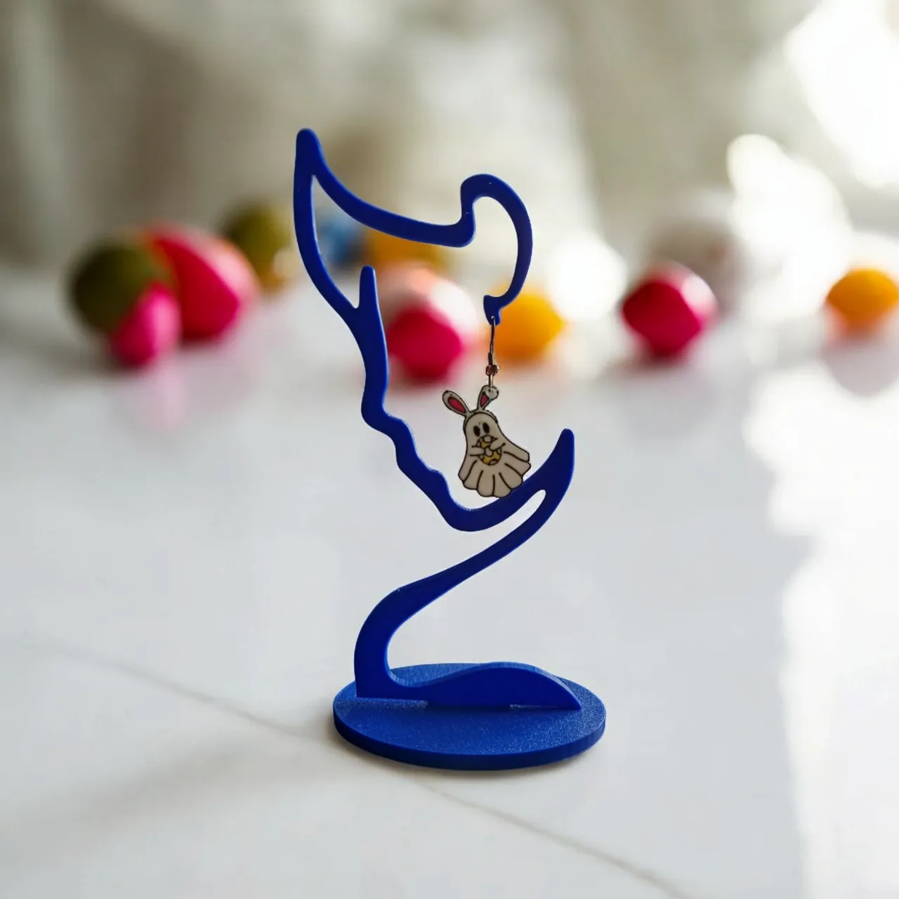 Multicolor Easter Ghost Bunny Earrings view 2