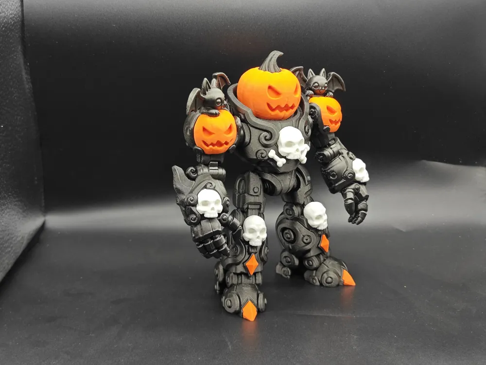 Halloween Pumpkin Warrior Mech（NO AMS） - Free 3D Print Model - MakerWorld