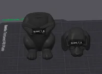 Model split into two separate parts.