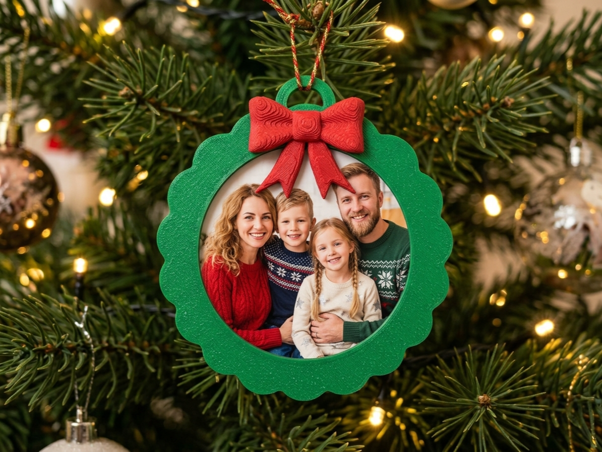 Christmas Wreath Photo Frame Ornament - NO Ams - 1
