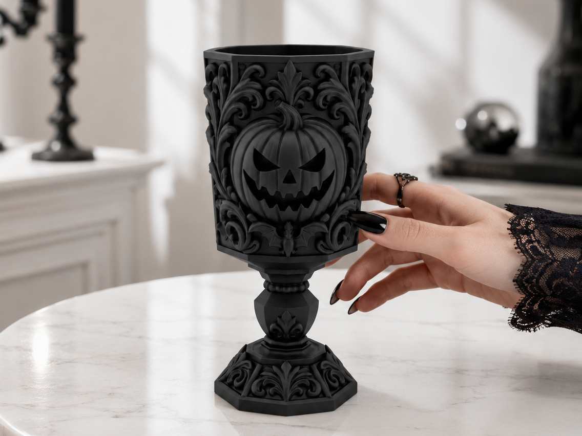 Goth Halloween Pumpkin gothic Decorative Goblet - 1