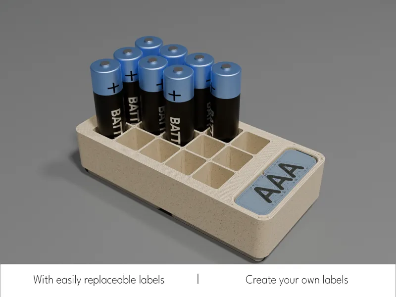 Gridfinity AAA Battery Storage 1x2x3 with Label