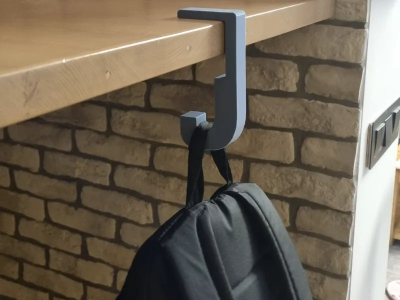 Minimalist Table Edge Bag Hook -No Screws, No Glue