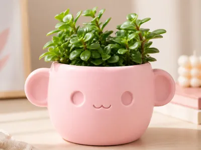 Cute Pink Bear Planter – Mini Plant Pot Gift Idea