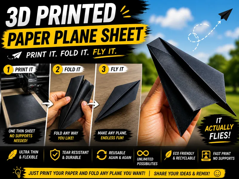 3DPrinted Paper Plane Sheet–Print & Fold Any Plane