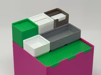 Gridfinity bin (stackable) with roller lid