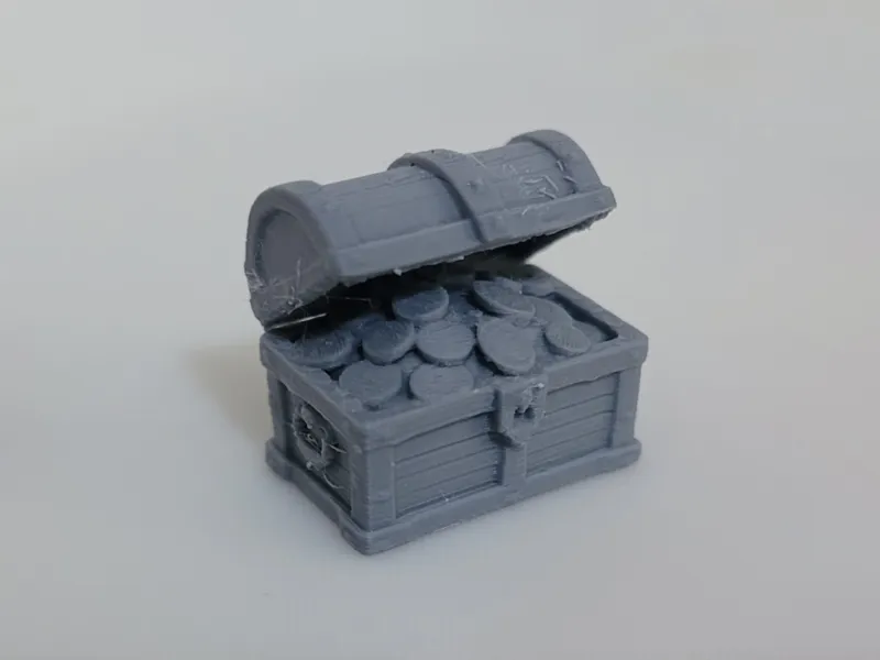 Table Top DND RPG Treasure Prop  Open Chest Coins 