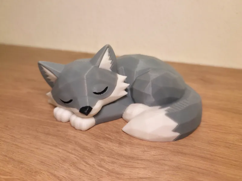 Low Poly Cute Sleeping Wolf