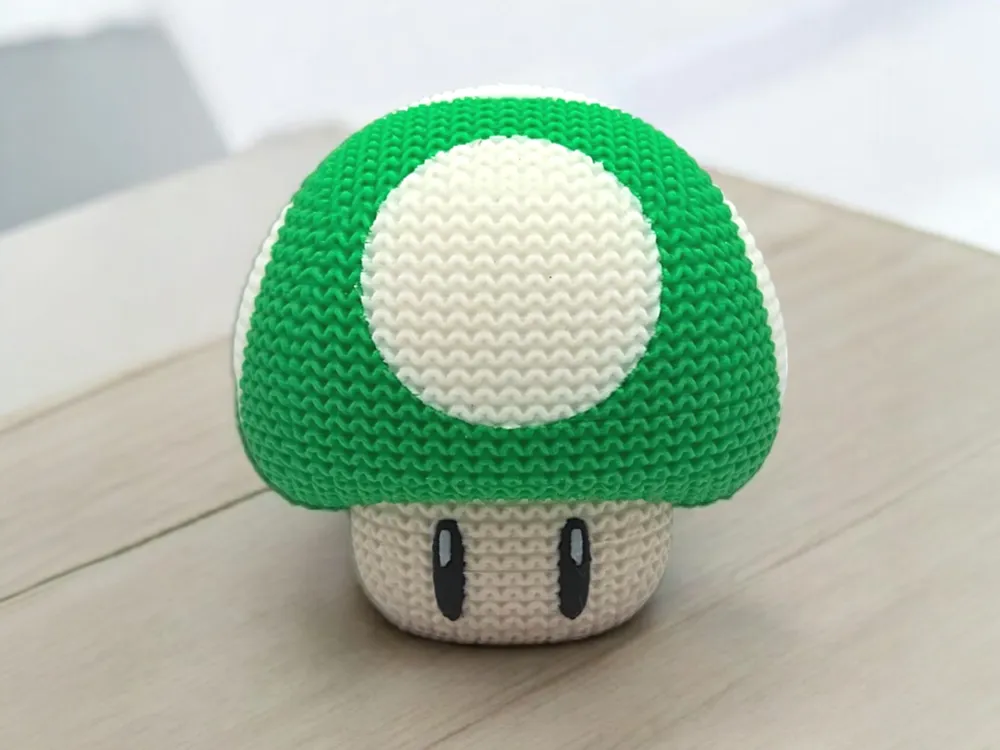 Cute Knitted Mario 1UP Mushroom by CuratedAwesome - MakerWorld